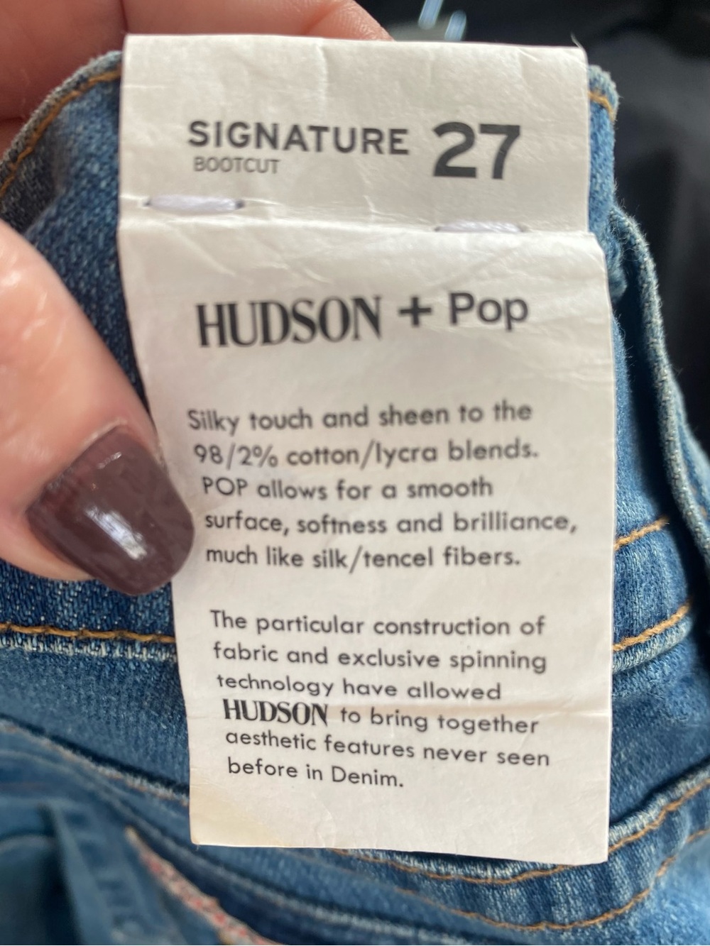 NWT Hudson Signature + Pop Bootcut Jeans Sz 27 Low Rise Y2K Made in USA - Picture 9 of 10